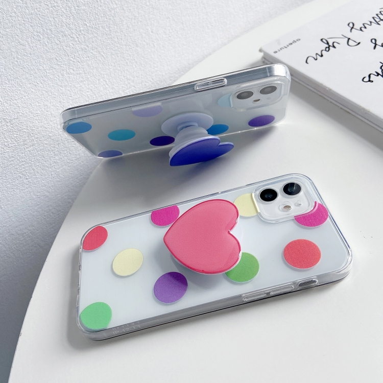 For iPhone 11 Pro Max Colorful Dot Pattern TPU Straight Edge Shockproof Case with Heart Holder (Pink Red) For iPhone 11 Pro Max Colorful Dot Pattern TPU Straight Edge Shockproof Case with Heart Holder (Pink Red)