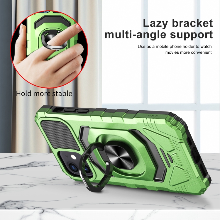 For iPhone 12 mini 10 PCS Armor Magnetic PC + TPU Shockproof Case with 360 Degree Rotation Ring Holder (Emerald Green)