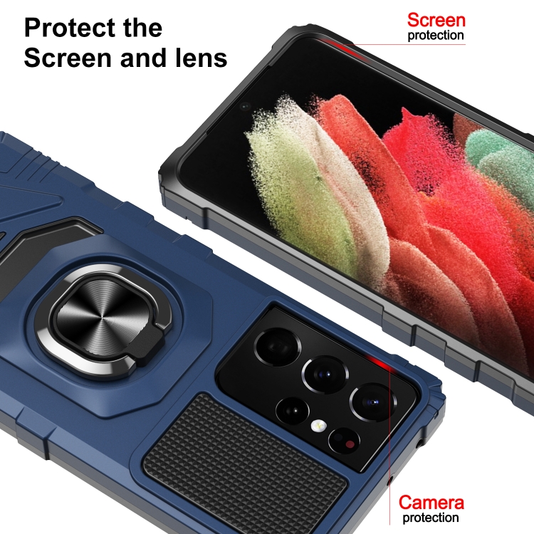 For Samsung Galaxy S21 Ultra 5G 10 PCS Armor Magnetic PC + TPU Shockproof Case with 360 Degree Rotation Ring Holder(Blue) For Samsung Galaxy S21 Ultra 5G 10 PCS Armor Magnetic PC + TPU Shockproof Case with 360 Degree Rotation Ring Holder(Blue)