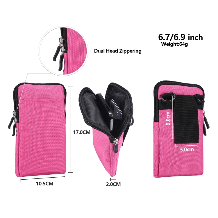 Universal Fashion Waterproof Casual Mobile Phone Waist Diagonal Bag For 6.7-6.9 inch Phones(Rose Red) Universal Fashion Waterproof Casual Mobile Phone Waist Diagonal Bag For 6.7-6.9 inch Phones(Rose Red)