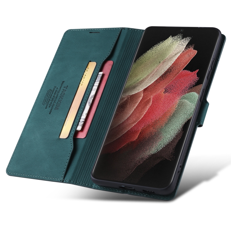 For Samsung Galaxy S21 Ultra 5G TAOKKIM Skin Feel Calf Texture Horizontal Flip PU Leather Case with Holder & Card Slots & Photo Frame & Wallet(Blue) For Samsung Galaxy S21 Ultra 5G TAOKKIM Skin Feel Calf Texture Horizontal Flip PU Leather Case with Holder & Card Slots & Photo Frame & Wallet(Blue)