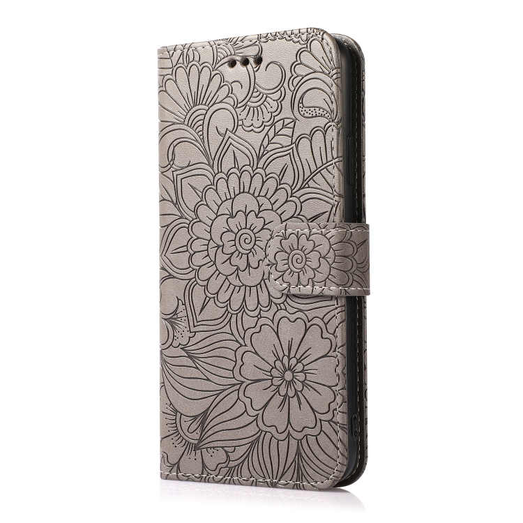 For iPhone 12 mini Skin Feel Embossed Sunflower Horizontal Flip Leather Case with Holder & Card Slots & Wallet & Lanyard (Gray) For iPhone 12 mini Skin Feel Embossed Sunflower Horizontal Flip Leather Case with Holder & Card Slots & Wallet & Lanyard (Gray)