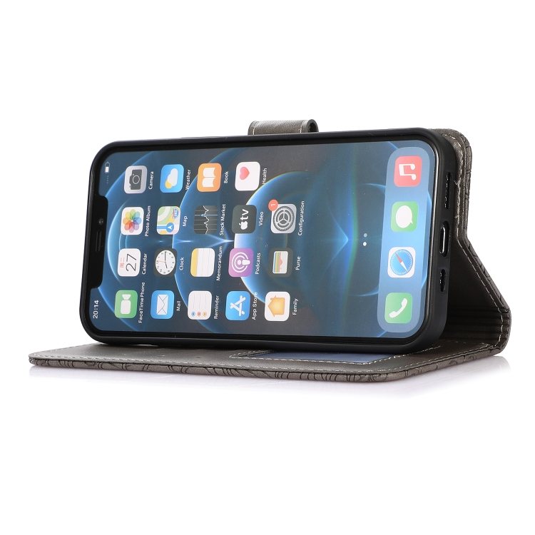 For iPhone 12 mini Skin Feel Embossed Sunflower Horizontal Flip Leather Case with Holder & Card Slots & Wallet & Lanyard (Gray) For iPhone 12 mini Skin Feel Embossed Sunflower Horizontal Flip Leather Case with Holder & Card Slots & Wallet & Lanyard (Gray)