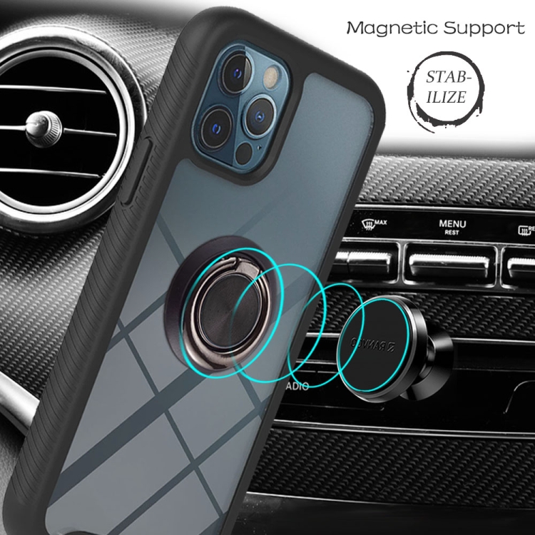 For iPhone 11 Pro Starry Sky Solid Color Series Shockproof PC + TPU Protective Case with Ring Holder & Magnetic Function (Black) For iPhone 11 Pro Starry Sky Solid Color Series Shockproof PC + TPU Protective Case with Ring Holder & Magnetic Function (Black)