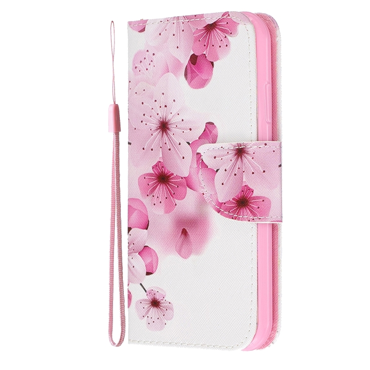 For iPhone 11 Pro Max Colored Drawing Pattern Cross Texture Horizontal Flip PU Leather Case with Holder & Card Slots & Wallet (Peach Blossom)