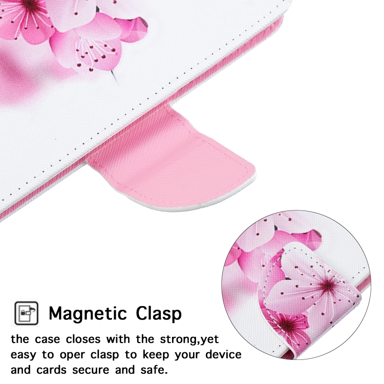 For iPhone 11 Pro Max Colored Drawing Pattern Cross Texture Horizontal Flip PU Leather Case with Holder & Card Slots & Wallet (Peach Blossom)