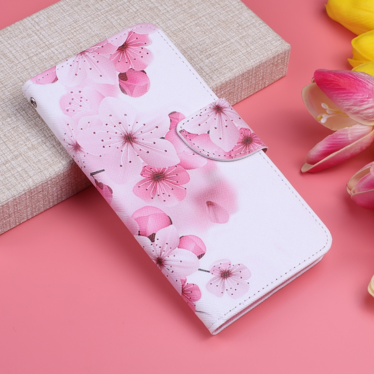 For iPhone 11 Pro Max Colored Drawing Pattern Cross Texture Horizontal Flip PU Leather Case with Holder & Card Slots & Wallet (Peach Blossom)