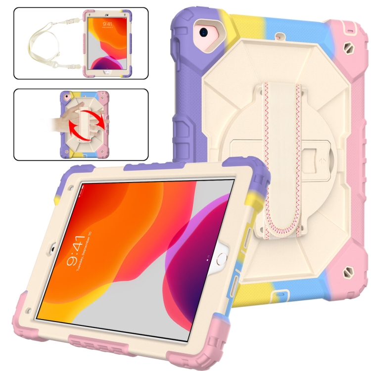 Contrast Color Robot Shockproof Silicon + PC Protective Case with Holder & Shoulder Strap For iPad 9.7 (2018) & (2017) / Air 2 / Air(Colorful Purple) Contrast Color Robot Shockproof Silicon + PC Protective Case with Holder & Shoulder Strap For iPad 9.7 (2018) & (2017) / Air 2 / Air(Colorful Purple)