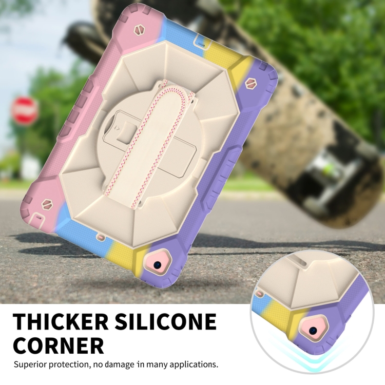 Contrast Color Robot Shockproof Silicon + PC Protective Case with Holder & Shoulder Strap For iPad 9.7 (2018) & (2017) / Air 2 / Air(Colorful Purple) Contrast Color Robot Shockproof Silicon + PC Protective Case with Holder & Shoulder Strap For iPad 9.7 (2018) & (2017) / Air 2 / Air(Colorful Purple)