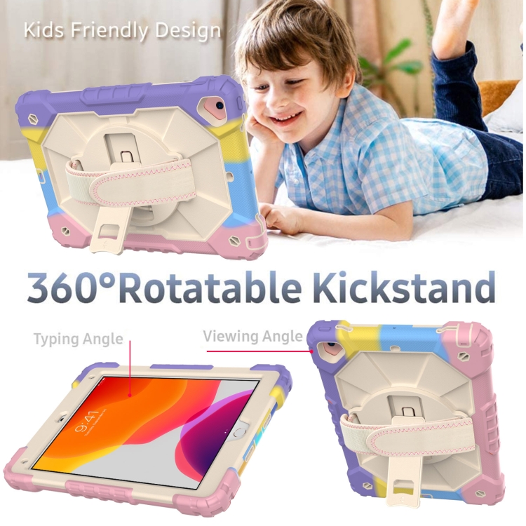 Contrast Color Robot Shockproof Silicon + PC Protective Case with Holder & Shoulder Strap For iPad 9.7 (2018) & (2017) / Air 2 / Air(Colorful Purple) Contrast Color Robot Shockproof Silicon + PC Protective Case with Holder & Shoulder Strap For iPad 9.7 (2018) & (2017) / Air 2 / Air(Colorful Purple)