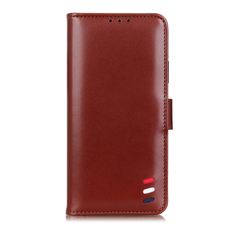 For iPhone 13 mini 3-Color Pearl Texture Magnetic Buckle Horizontal Flip PU Leather Case with Card Slots & Wallet & Holder (Brown)