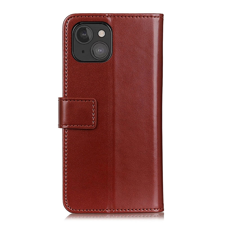For iPhone 13 mini 3-Color Pearl Texture Magnetic Buckle Horizontal Flip PU Leather Case with Card Slots & Wallet & Holder (Brown)