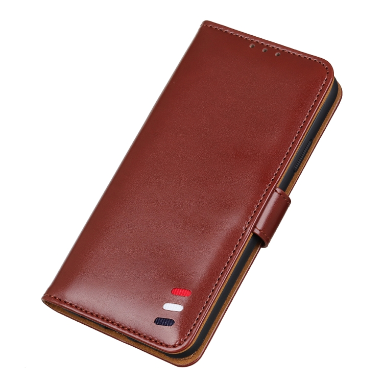 For iPhone 13 mini 3-Color Pearl Texture Magnetic Buckle Horizontal Flip PU Leather Case with Card Slots & Wallet & Holder (Brown)