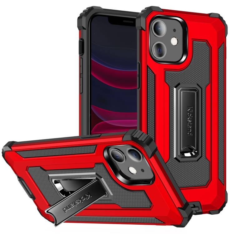 For iPhone 11 10pcs Knight Jazz PC+TPU Shockproof Protective Case with Foldable Holder (Red) For iPhone 11 10pcs Knight Jazz PC+TPU Shockproof Protective Case with Foldable Holder (Red)