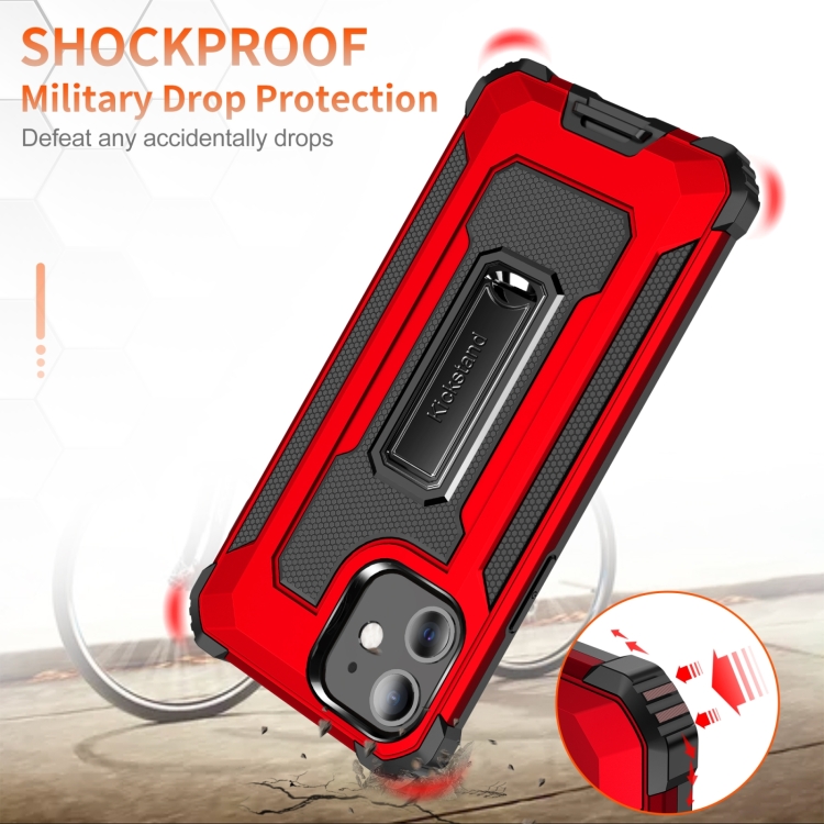 For iPhone 11 10pcs Knight Jazz PC+TPU Shockproof Protective Case with Foldable Holder (Red) For iPhone 11 10pcs Knight Jazz PC+TPU Shockproof Protective Case with Foldable Holder (Red)
