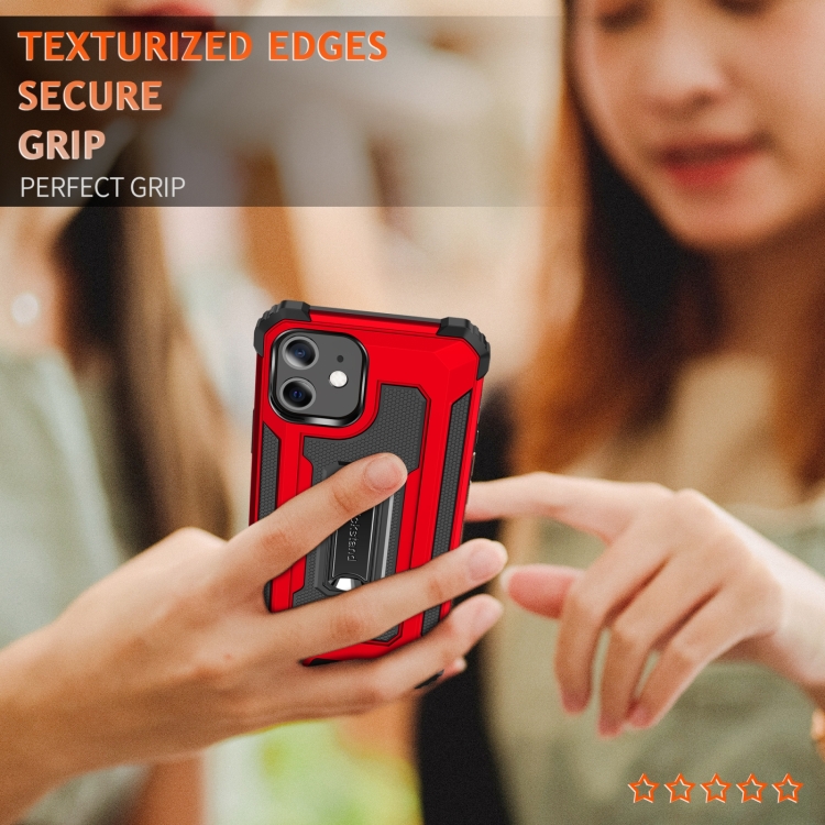 For iPhone 11 10pcs Knight Jazz PC+TPU Shockproof Protective Case with Foldable Holder (Red) For iPhone 11 10pcs Knight Jazz PC+TPU Shockproof Protective Case with Foldable Holder (Red)