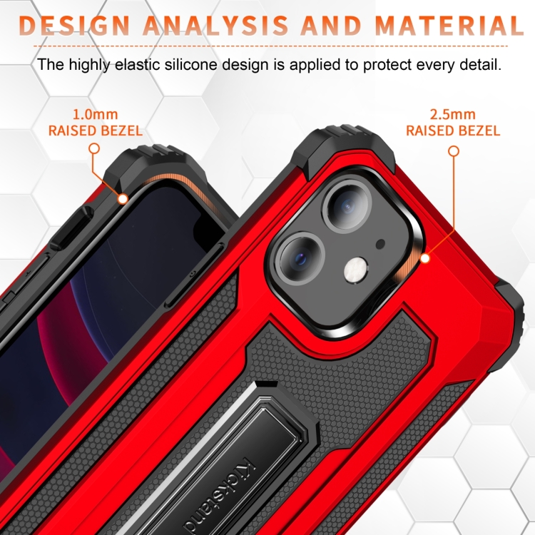For iPhone 11 10pcs Knight Jazz PC+TPU Shockproof Protective Case with Foldable Holder (Red) For iPhone 11 10pcs Knight Jazz PC+TPU Shockproof Protective Case with Foldable Holder (Red)