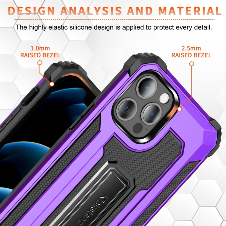 For iPhone 12 / 12 Pro 10pcs Knight Jazz PC+TPU Shockproof Protective Case with Foldable Holder(Purple) For iPhone 12 / 12 Pro 10pcs Knight Jazz PC+TPU Shockproof Protective Case with Foldable Holder(Purple)