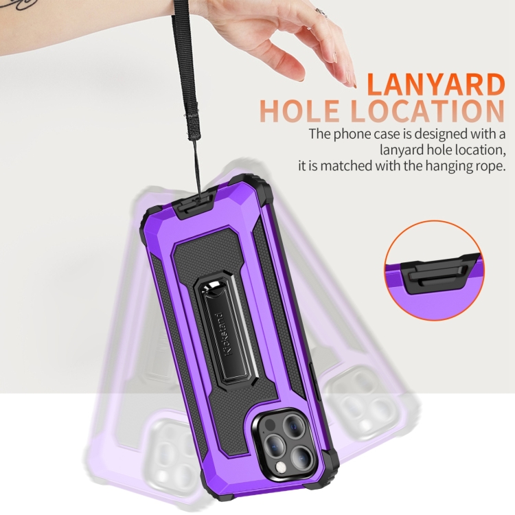 For iPhone 12 / 12 Pro 10pcs Knight Jazz PC+TPU Shockproof Protective Case with Foldable Holder(Purple) For iPhone 12 / 12 Pro 10pcs Knight Jazz PC+TPU Shockproof Protective Case with Foldable Holder(Purple)