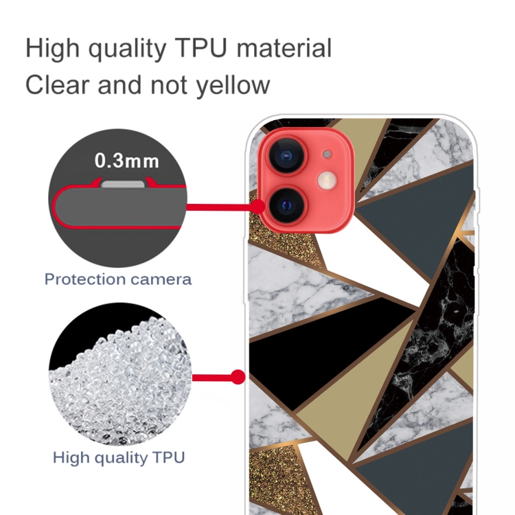 For iPhone 13 mini Abstract Marble Pattern TPU Protective Case (Rhombus Golden Yellow) For iPhone 13 mini Abstract Marble Pattern TPU Protective Case (Rhombus Golden Yellow)