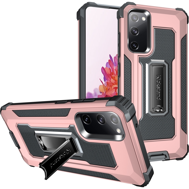 For Samsung Galaxy S20 FE 5G 10 PCS Knight Jazz PC+TPU Shockproof Protective Case with Foldable Holder(Rose Gold) For Samsung Galaxy S20 FE 5G 10 PCS Knight Jazz PC+TPU Shockproof Protective Case with Foldable Holder(Rose Gold)
