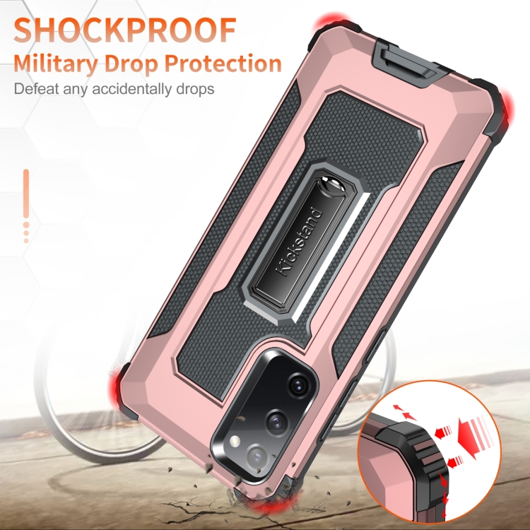 For Samsung Galaxy S20 FE 5G 10 PCS Knight Jazz PC+TPU Shockproof Protective Case with Foldable Holder(Rose Gold) For Samsung Galaxy S20 FE 5G 10 PCS Knight Jazz PC+TPU Shockproof Protective Case with Foldable Holder(Rose Gold)
