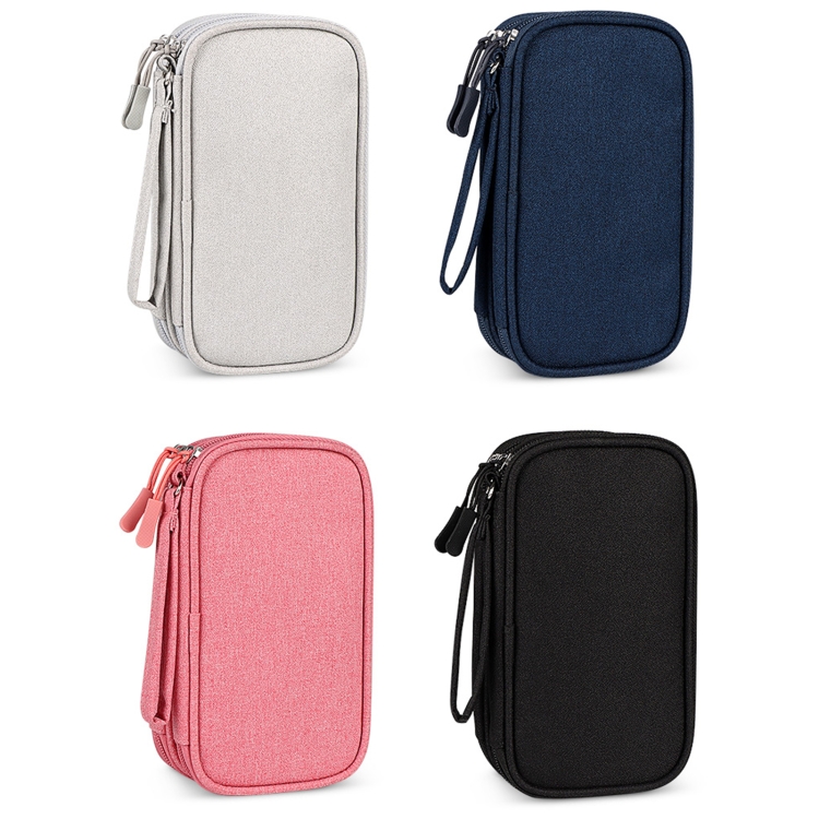 SM05 Double-layer Digital Accessory Storage Bag with Lanyard(Navy Blue) SM05 Double-layer Digital Accessory Storage Bag with Lanyard(Navy Blue)
