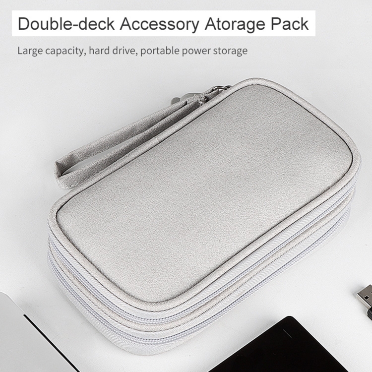 SM05 Double-layer Digital Accessory Storage Bag with Lanyard(Navy Blue) SM05 Double-layer Digital Accessory Storage Bag with Lanyard(Navy Blue)