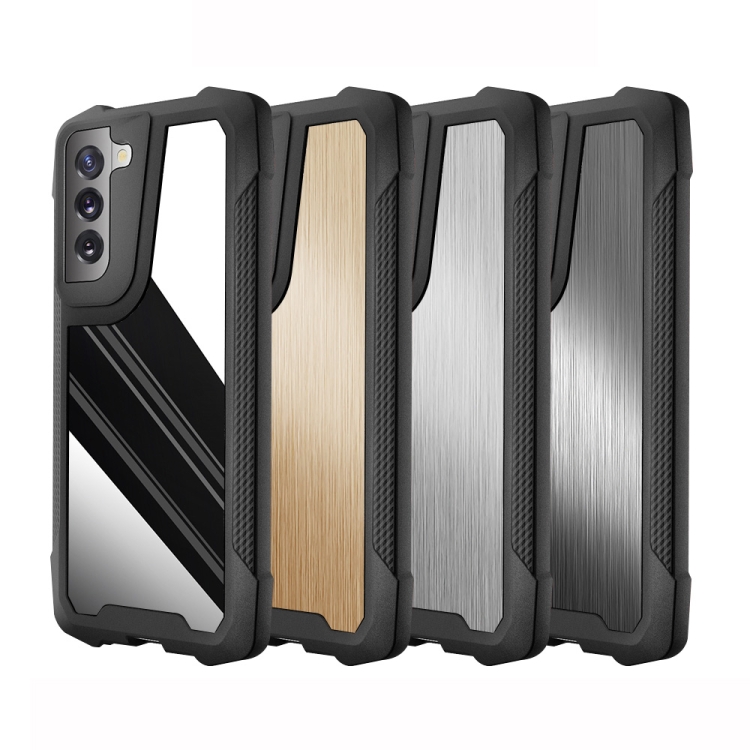 For Samsung Galaxy S21 FE Stainless Steel Metal PC Back Cover