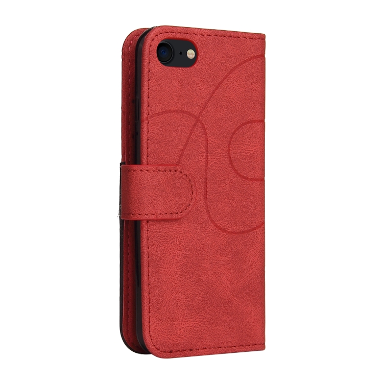 For iPhone SE 2022 / SE 2020 / 8 / 7 Dual-color Splicing Horizontal Flip PU Leather Case with Holder & Card Slots & Wallet(Red) For iPhone SE 2022 / SE 2020 / 8 / 7 Dual-color Splicing Horizontal Flip PU Leather Case with Holder & Card Slots & Wallet(Red)