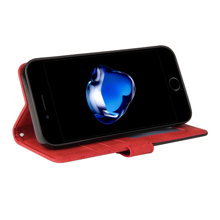 For iPhone SE 2022 / SE 2020 / 8 / 7 Dual-color Splicing Horizontal Flip PU Leather Case with Holder & Card Slots & Wallet(Red) For iPhone SE 2022 / SE 2020 / 8 / 7 Dual-color Splicing Horizontal Flip PU Leather Case with Holder & Card Slots & Wallet(Red)
