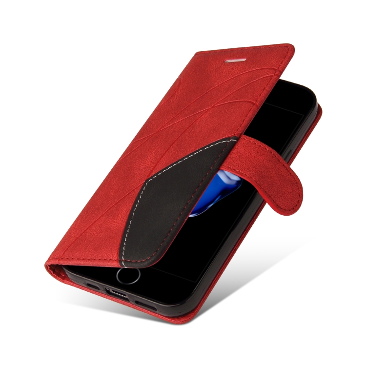 For iPhone SE 2022 / SE 2020 / 8 / 7 Dual-color Splicing Horizontal Flip PU Leather Case with Holder & Card Slots & Wallet(Red) For iPhone SE 2022 / SE 2020 / 8 / 7 Dual-color Splicing Horizontal Flip PU Leather Case with Holder & Card Slots & Wallet(Red)
