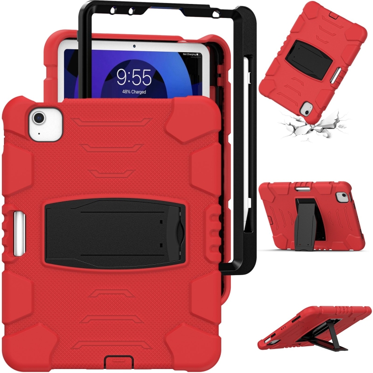 3-Layer PC + Silicone Shockproof Tablet Case with Holder For iPad Air 2020 / 2022 10.9 / Pro 11 2022 / 2021 / 2020 / 2018(Red+Black) 3-Layer PC + Silicone Shockproof Tablet Case with Holder For iPad Air 2020 / 2022 10.9 / Pro 11 2022 / 2021 / 2020 / 2018(Red+Black)