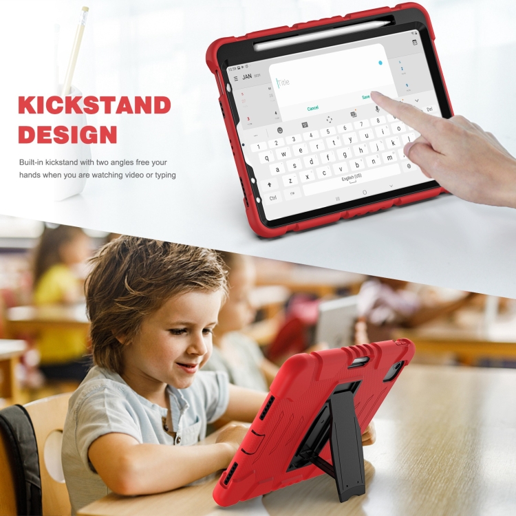 3-Layer PC + Silicone Shockproof Tablet Case with Holder For iPad Air 2020 / 2022 10.9 / Pro 11 2022 / 2021 / 2020 / 2018(Red+Black) 3-Layer PC + Silicone Shockproof Tablet Case with Holder For iPad Air 2020 / 2022 10.9 / Pro 11 2022 / 2021 / 2020 / 2018(Red+Black)