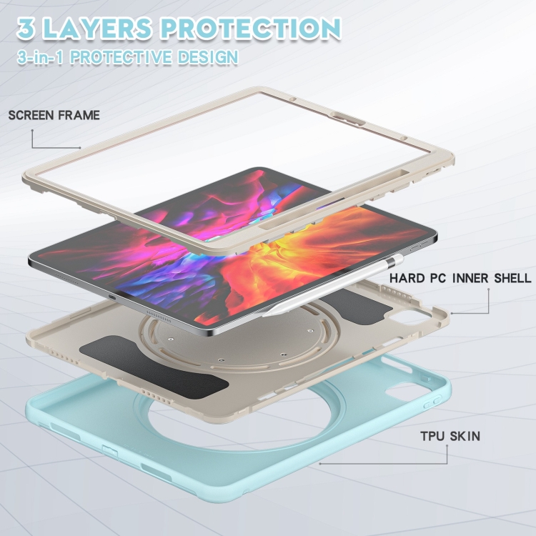 Shockproof TPU + PC Protective Case with 360 Degree Rotation Foldable Handle Grip Holder & Pen Slot For iPad Pro 12.9 2020 / 2018(Ice Crystal Blue) Shockproof TPU + PC Protective Case with 360 Degree Rotation Foldable Handle Grip Holder & Pen Slot For iPad Pro 12.9 2020 / 2018(Ice Crystal Blue)