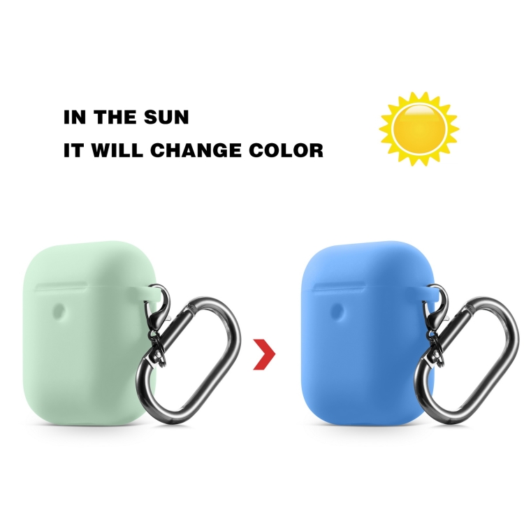Discoloration in Sun Silicone Protective Case Cover for AirPods 1/2(Mint Green to Sky Blue) Discoloration in Sun Silicone Protective Case Cover for AirPods 1/2(Mint Green to Sky Blue)