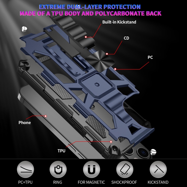 For iPhone 13 mini Armor Shockproof TPU + PC Magnetic Protective Case with Holder (Silver) For iPhone 13 mini Armor Shockproof TPU + PC Magnetic Protective Case with Holder (Silver)