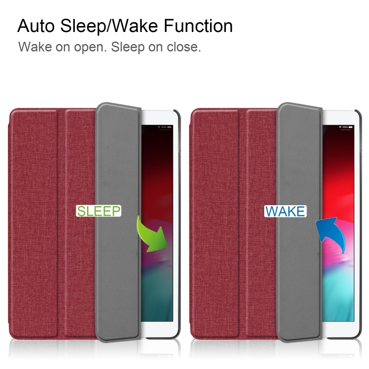 For iPad 10.2 2021 / 2020 / 2019 / Air 3 / Pro 10.5 / iPad 10.2 2020 Denim Texture Horizontal Flip Leather Case with Three-folding Holder & Sleep / Wake-up Function(Wire Red) For iPad 10.2 2021 / 2020 / 2019 / Air 3 / Pro 10.5 / iPad 10.2 2020 Denim Texture Horizontal Flip Leather Case with Three-folding Holder & Sleep / Wake-up Function(Wire Red)