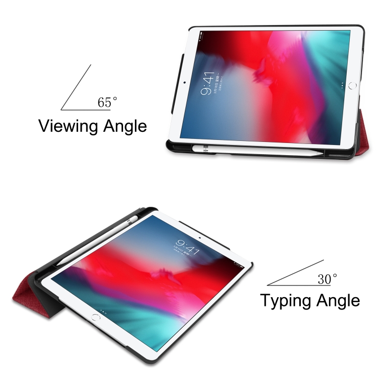 For iPad 10.2 2021 / 2020 / 2019 / Air 3 / Pro 10.5 / iPad 10.2 2020 Denim Texture Horizontal Flip Leather Case with Three-folding Holder & Sleep / Wake-up Function(Wire Red) For iPad 10.2 2021 / 2020 / 2019 / Air 3 / Pro 10.5 / iPad 10.2 2020 Denim Texture Horizontal Flip Leather Case with Three-folding Holder & Sleep / Wake-up Function(Wire Red)