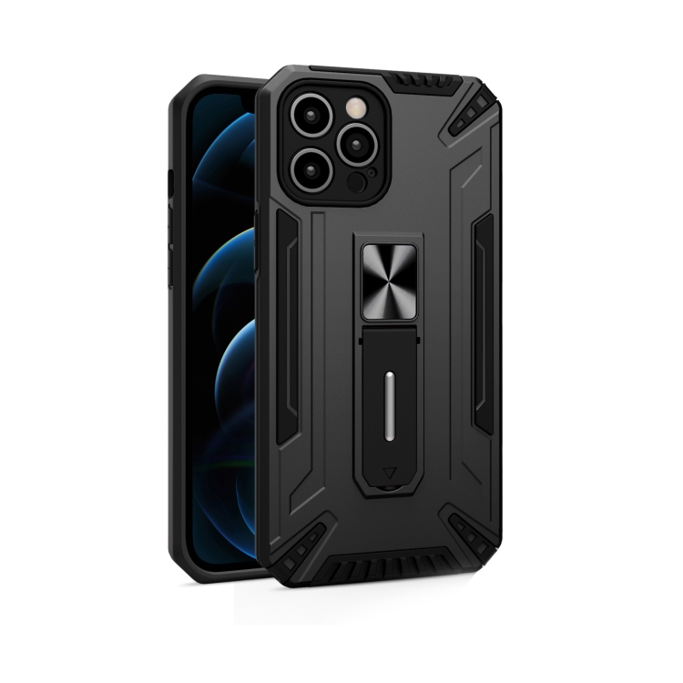 For iPhone 12 War-god Armor TPU + PC Shockproof Magnetic Protective Case with Folding Holder(Black) For iPhone 12 War-god Armor TPU + PC Shockproof Magnetic Protective Case with Folding Holder(Black)