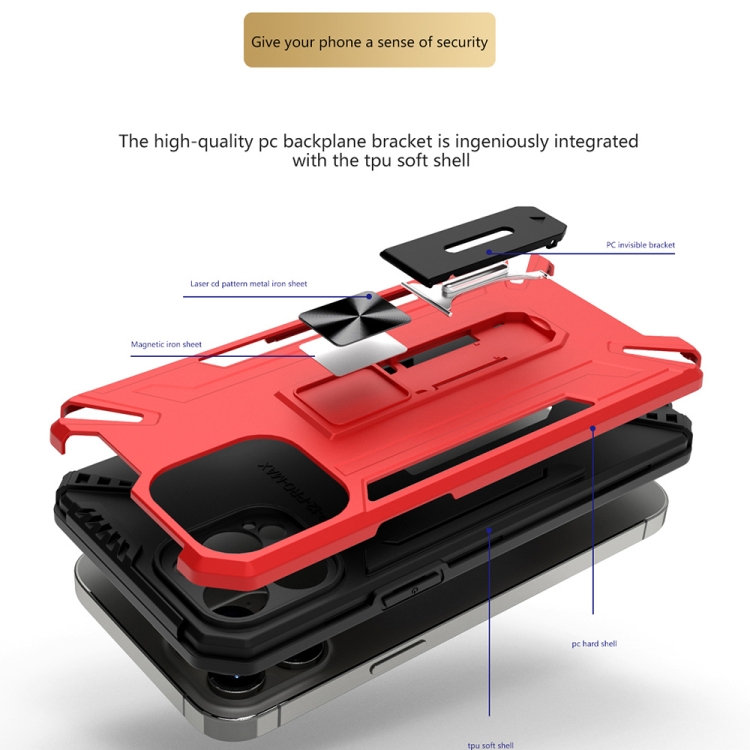 For iPhone 12 War-god Armor TPU + PC Shockproof Magnetic Protective Case with Folding Holder(Black) For iPhone 12 War-god Armor TPU + PC Shockproof Magnetic Protective Case with Folding Holder(Black)