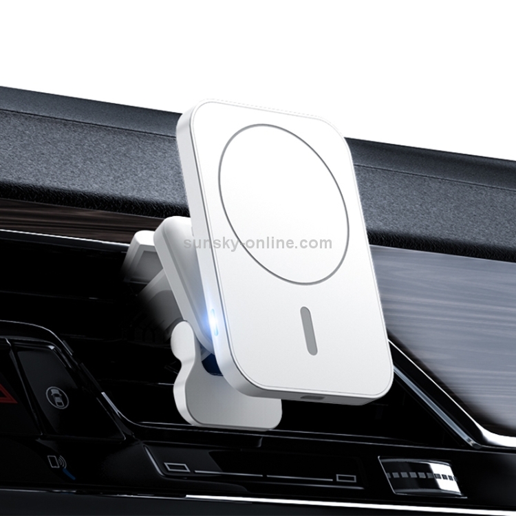 adj-987 15W Magsafe Magnetic Car Air Outlet Wireless Charger with LED Indicator(White)