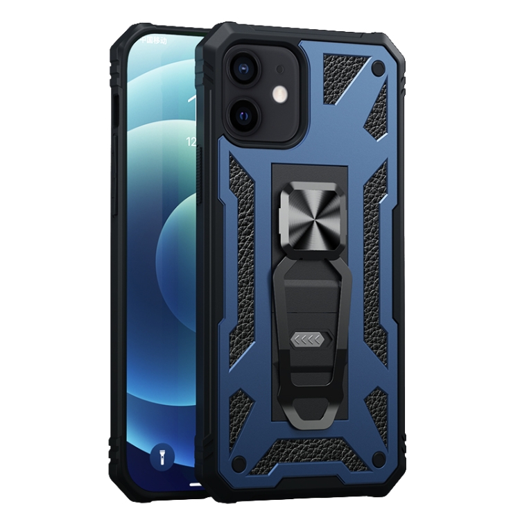For iPhone 12 / 12 Pro 10pcs Variety Armor TPU + PC Shockproof Magnetic Protective Case with Folding Clip Holder(Navy Blue) For iPhone 12 / 12 Pro 10pcs Variety Armor TPU + PC Shockproof Magnetic Protective Case with Folding Clip Holder(Navy Blue)