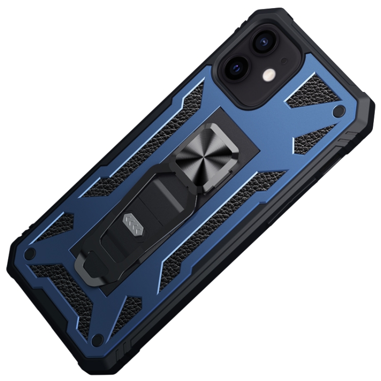 For iPhone 12 / 12 Pro 10pcs Variety Armor TPU + PC Shockproof Magnetic Protective Case with Folding Clip Holder(Navy Blue) For iPhone 12 / 12 Pro 10pcs Variety Armor TPU + PC Shockproof Magnetic Protective Case with Folding Clip Holder(Navy Blue)