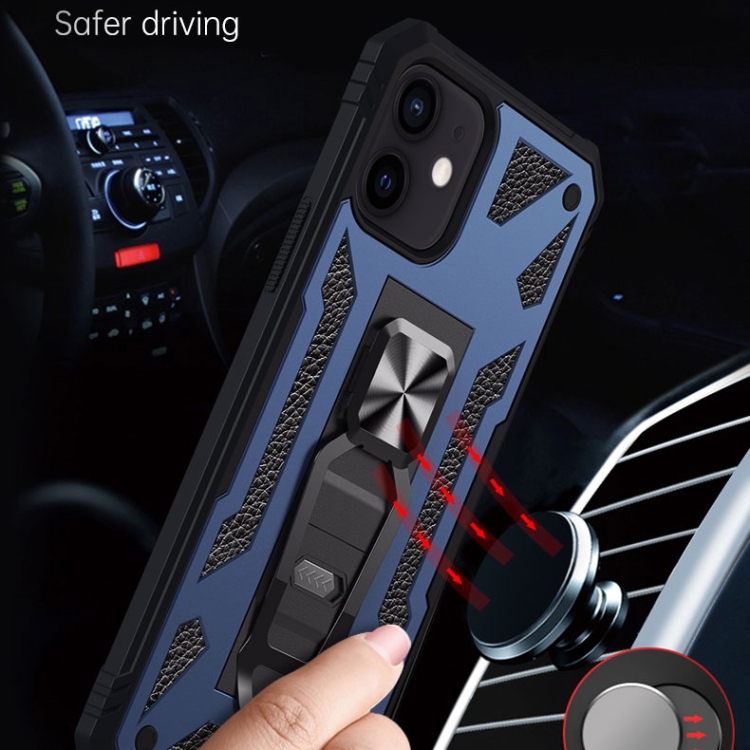 For iPhone 12 / 12 Pro 10pcs Variety Armor TPU + PC Shockproof Magnetic Protective Case with Folding Clip Holder(Navy Blue) For iPhone 12 / 12 Pro 10pcs Variety Armor TPU + PC Shockproof Magnetic Protective Case with Folding Clip Holder(Navy Blue)