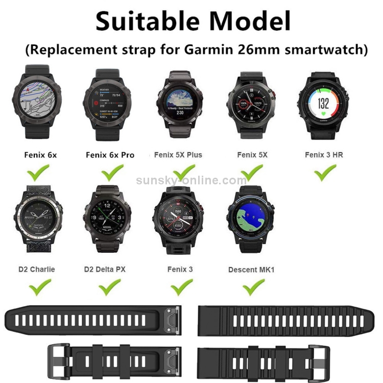 Garmin Fenix 6 22mm Smart Watch Quick Release Silicon Watch Band Beige