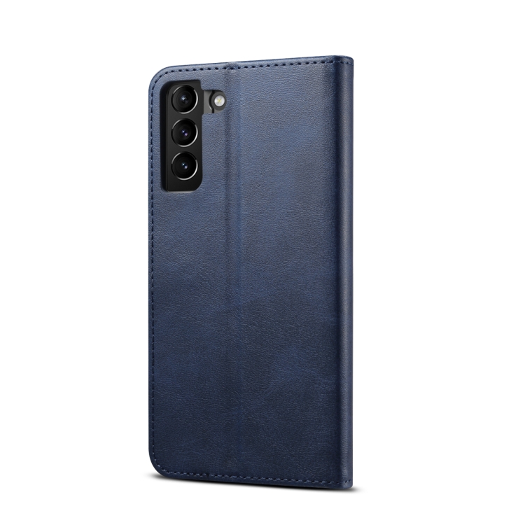 For Samsung Galaxy S21 5G GUSSIM Business Style Horizontal Flip Leather Case with Holder & Card Slots & Wallet(Blue)