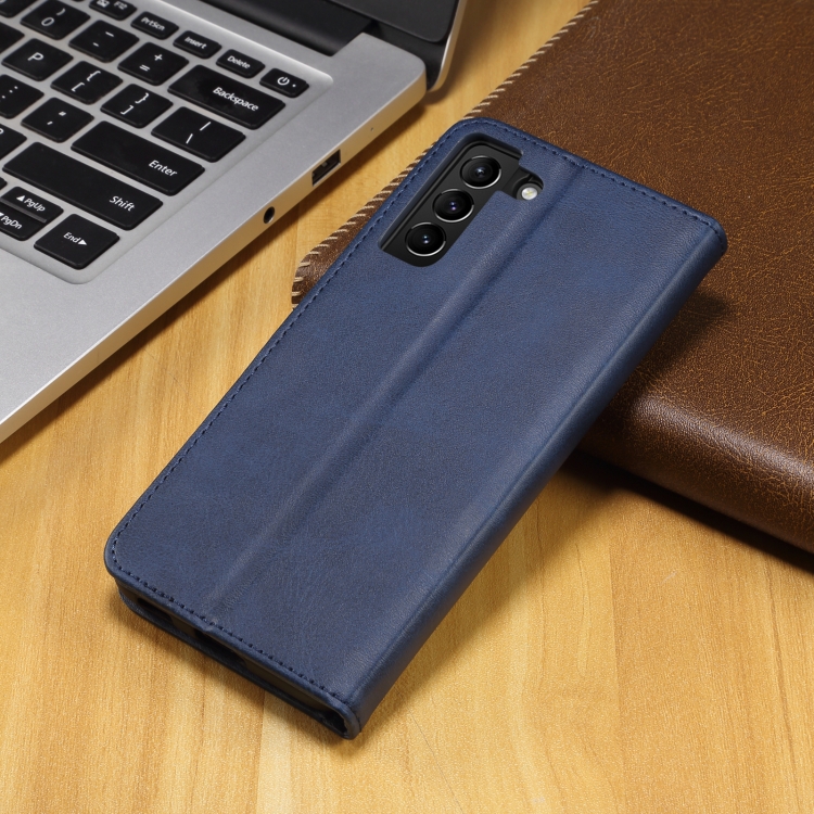 For Samsung Galaxy S21 5G GUSSIM Business Style Horizontal Flip Leather Case with Holder & Card Slots & Wallet(Blue)