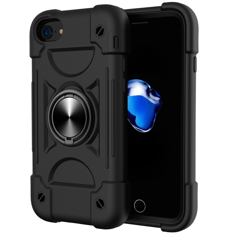 Shockproof Silicone + PC Protective Case with Dual-Ring Holder For iPhone 6/6s/7/8/SE 2022 / SE 2020(Black) Shockproof Silicone + PC Protective Case with Dual-Ring Holder For iPhone 6/6s/7/8/SE 2022 / SE 2020(Black)