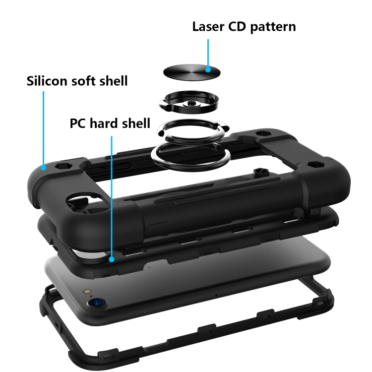 Shockproof Silicone + PC Protective Case with Dual-Ring Holder For iPhone 6/6s/7/8/SE 2022 / SE 2020(Black) Shockproof Silicone + PC Protective Case with Dual-Ring Holder For iPhone 6/6s/7/8/SE 2022 / SE 2020(Black)